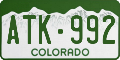 CO license plate ATK992