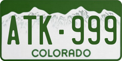 CO license plate ATK999