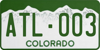 CO license plate ATL003