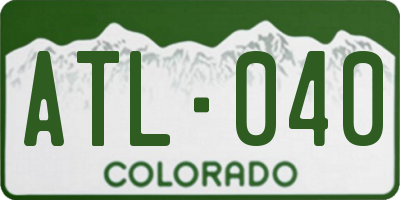 CO license plate ATL040