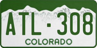CO license plate ATL308