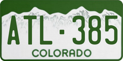 CO license plate ATL385