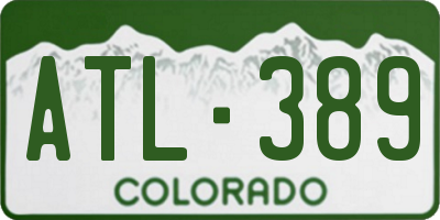 CO license plate ATL389