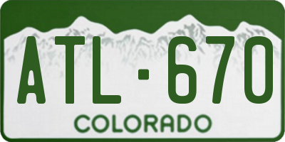CO license plate ATL670