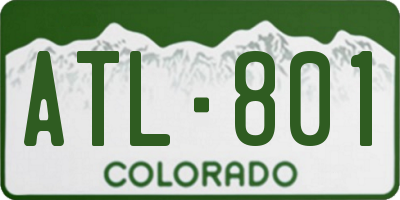 CO license plate ATL801