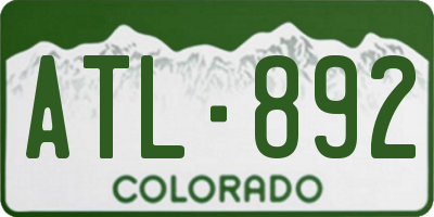 CO license plate ATL892