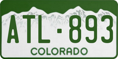CO license plate ATL893