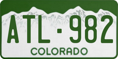 CO license plate ATL982