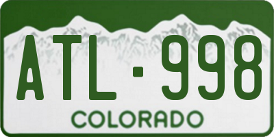 CO license plate ATL998