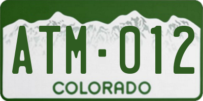 CO license plate ATM012