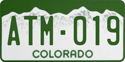 CO license plate ATM019