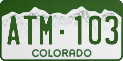 CO license plate ATM103