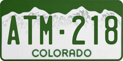 CO license plate ATM218