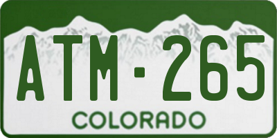 CO license plate ATM265