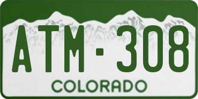 CO license plate ATM308