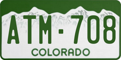 CO license plate ATM708
