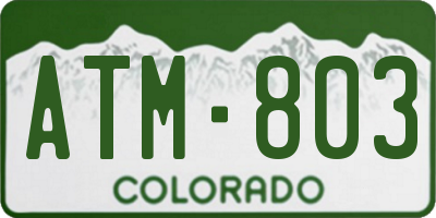 CO license plate ATM803