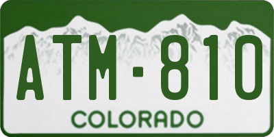 CO license plate ATM810