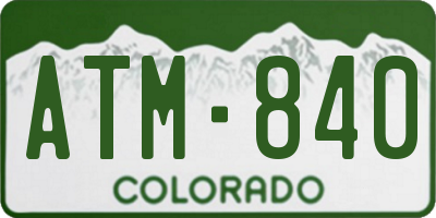 CO license plate ATM840