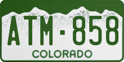 CO license plate ATM858