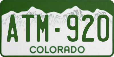 CO license plate ATM920
