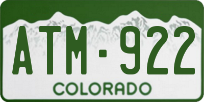 CO license plate ATM922
