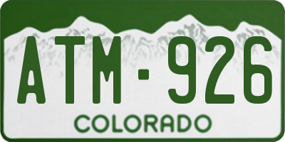 CO license plate ATM926