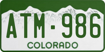 CO license plate ATM986