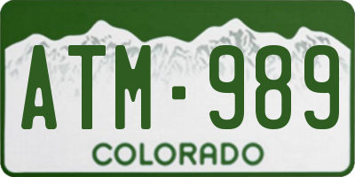 CO license plate ATM989