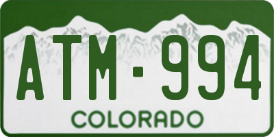 CO license plate ATM994