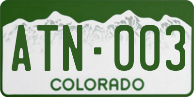 CO license plate ATN003