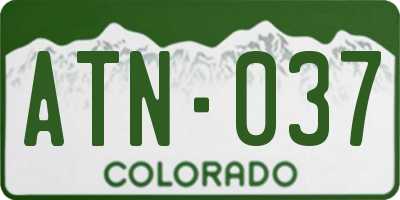 CO license plate ATN037