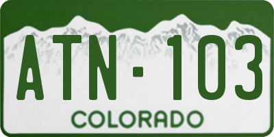 CO license plate ATN103
