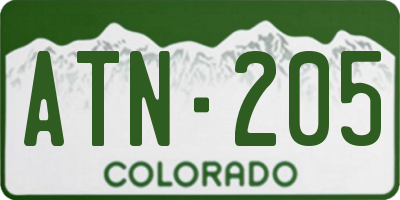 CO license plate ATN205