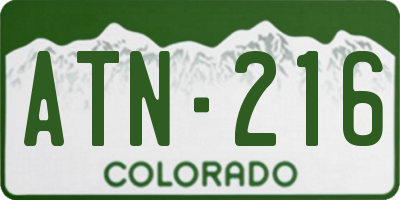 CO license plate ATN216