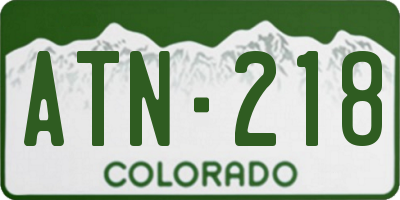 CO license plate ATN218