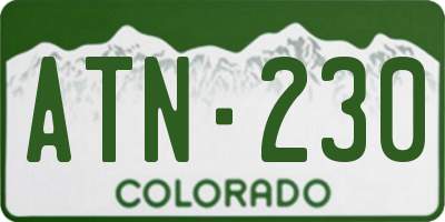 CO license plate ATN230