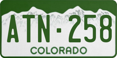 CO license plate ATN258