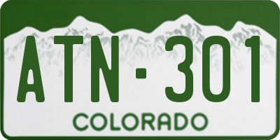 CO license plate ATN301