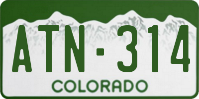 CO license plate ATN314