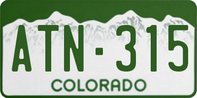 CO license plate ATN315