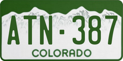 CO license plate ATN387