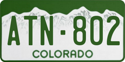CO license plate ATN802