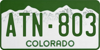 CO license plate ATN803
