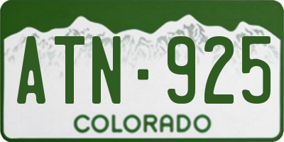 CO license plate ATN925