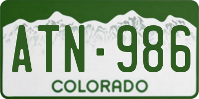 CO license plate ATN986