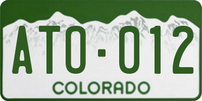 CO license plate ATO012