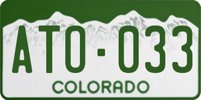 CO license plate ATO033
