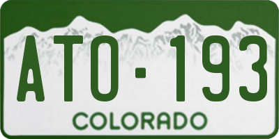 CO license plate ATO193
