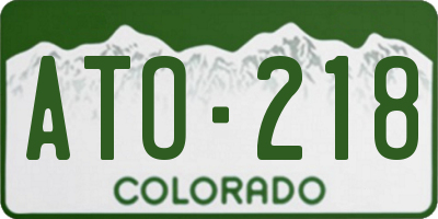 CO license plate ATO218